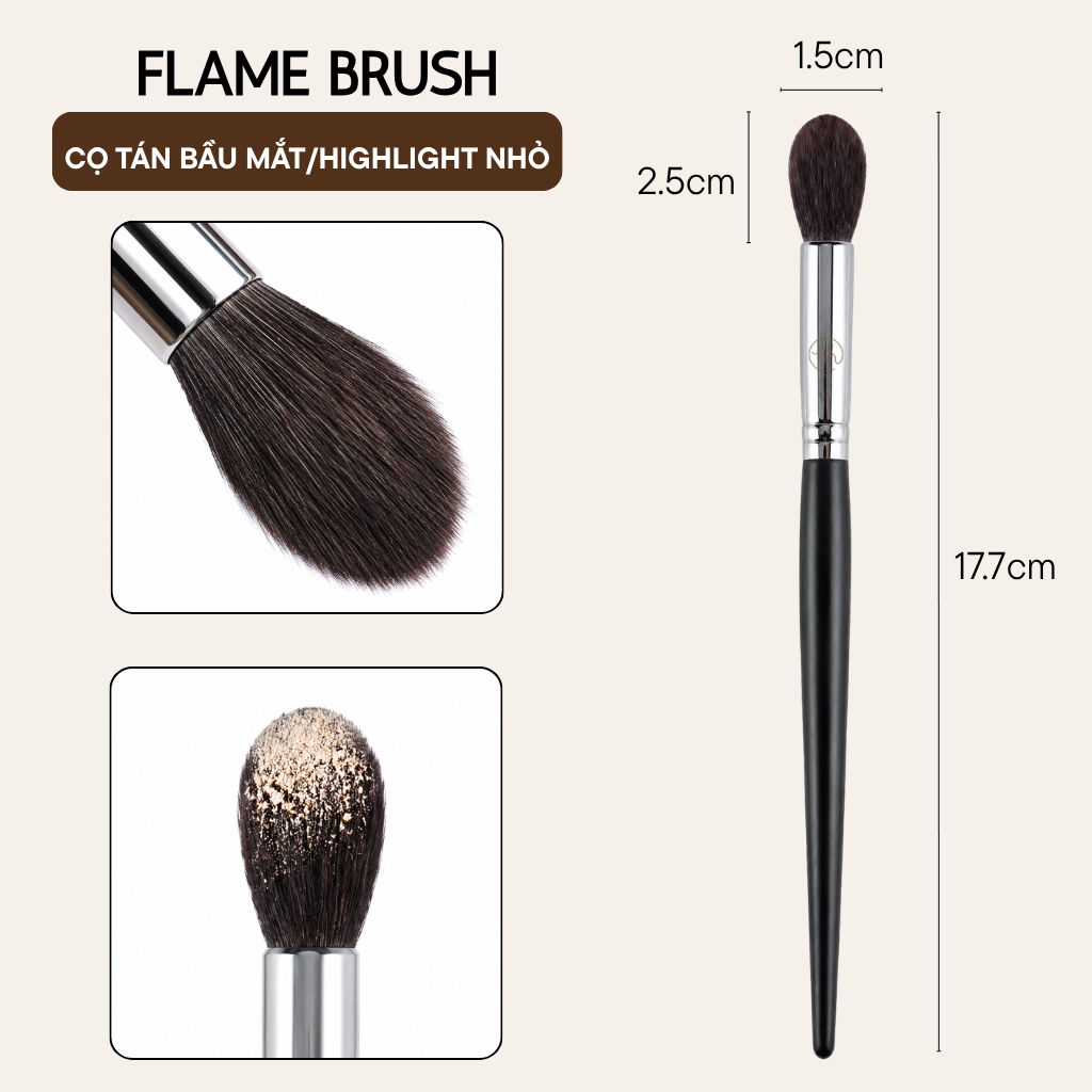 Cọ Tán Bầu Mắt Highlight Nhỏ Đầu Ngọn Lửa Dễ Dùng BH Cosmetics Flame Brush BH919